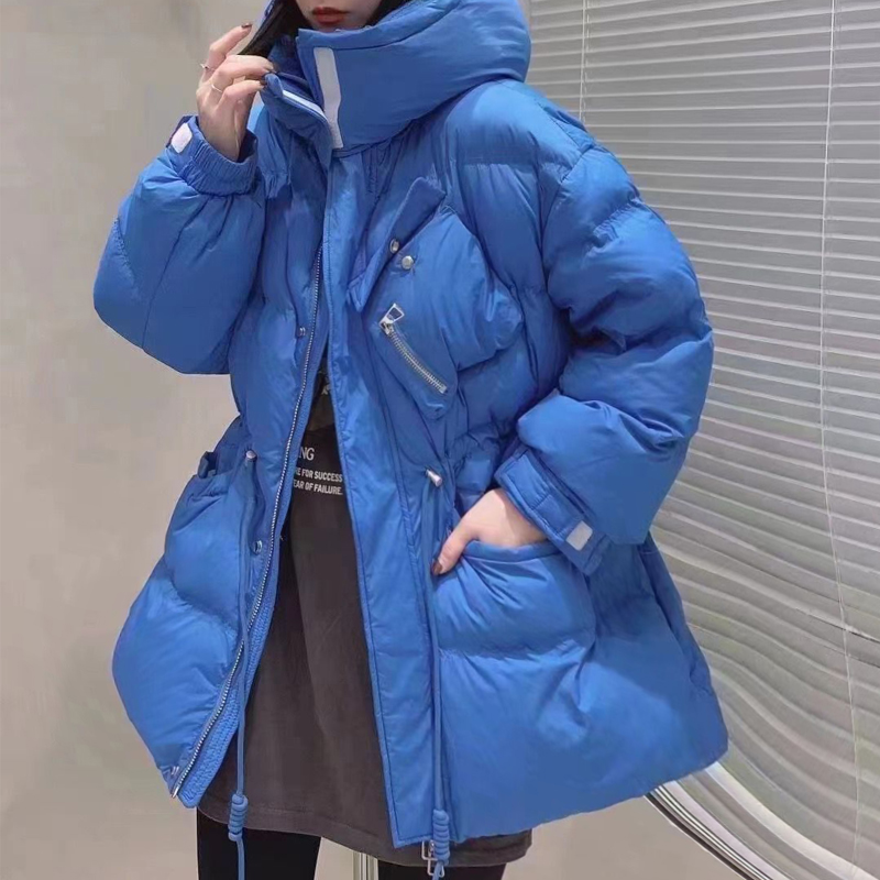 克莱因蓝羽绒服女中长款加厚新款