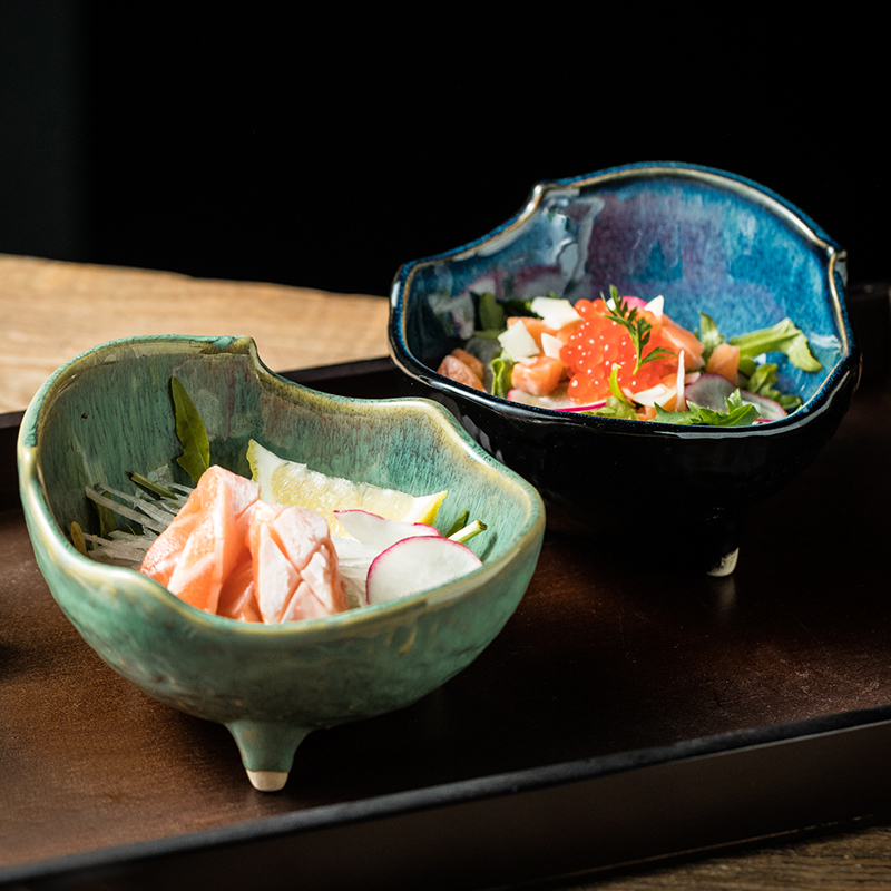 高脚碗日式陶瓷异形碗不规则小菜碗甜品碗水果沙拉碗特色日料餐具
