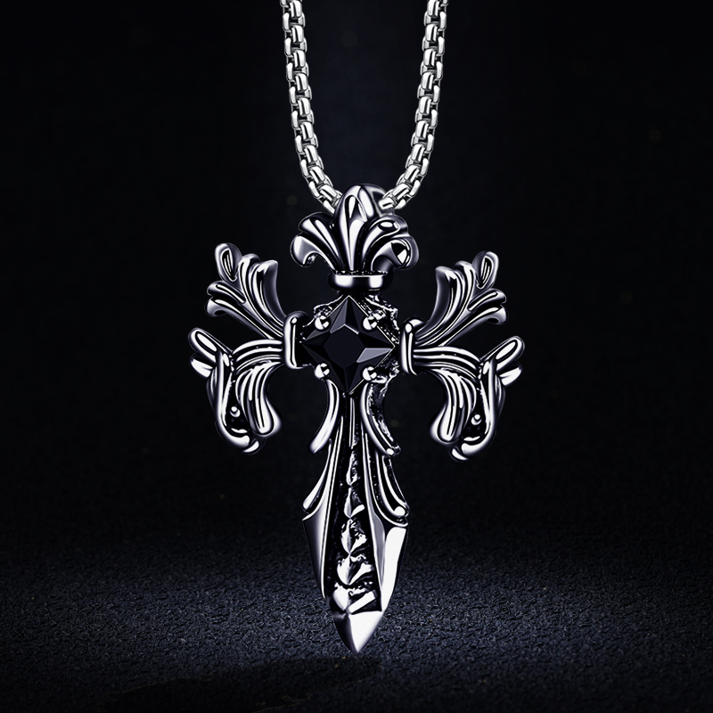 十字架男士项链吊坠潮高级感钛钢装饰品配饰设计小众潮牌挂饰百搭