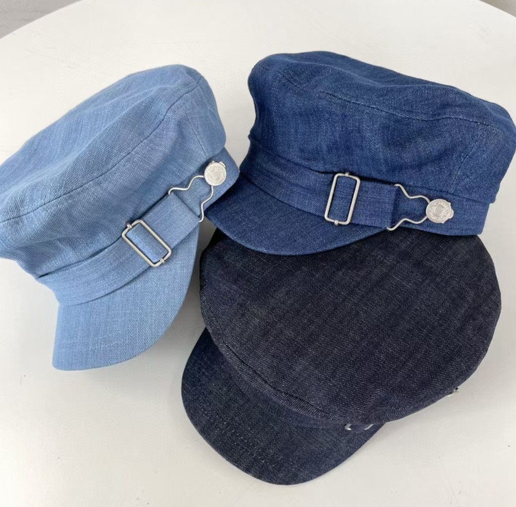 新款韩国东大门正品代购百搭个性牛仔搭扣报童帽军帽女春夏潮流—帽子
