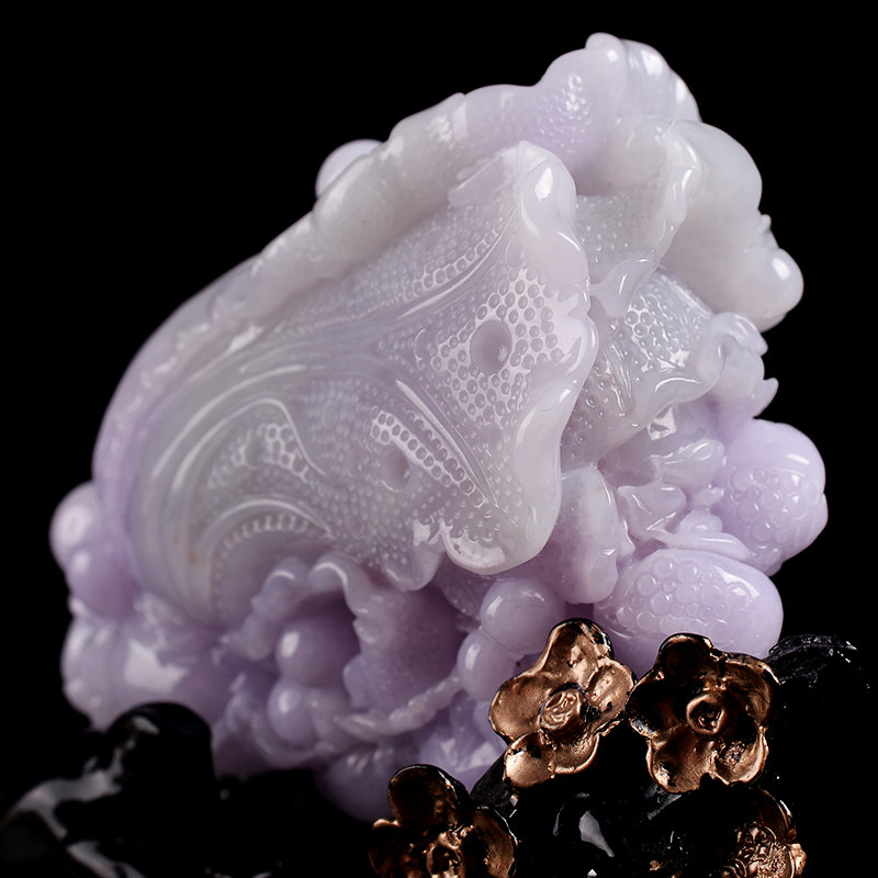 紫罗兰缅甸翡翠a货白菜摆件272.28克