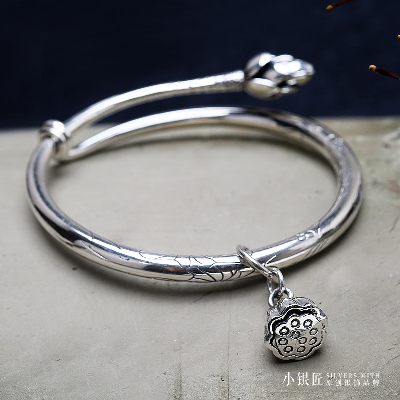 小银匠银饰_小银匠银饰原创手工 925纯银手镯复古泰银