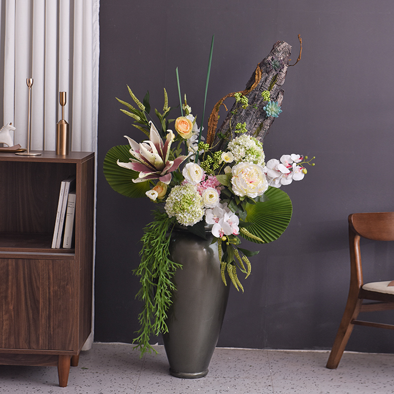 轻奢落地大花瓶花艺高档假花摆件酒店大厅装饰品客厅落地大花束