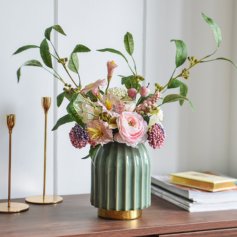 仿真花客厅假花摆件插花手捧花绢花室内小花束花瓶餐桌花装饰品
