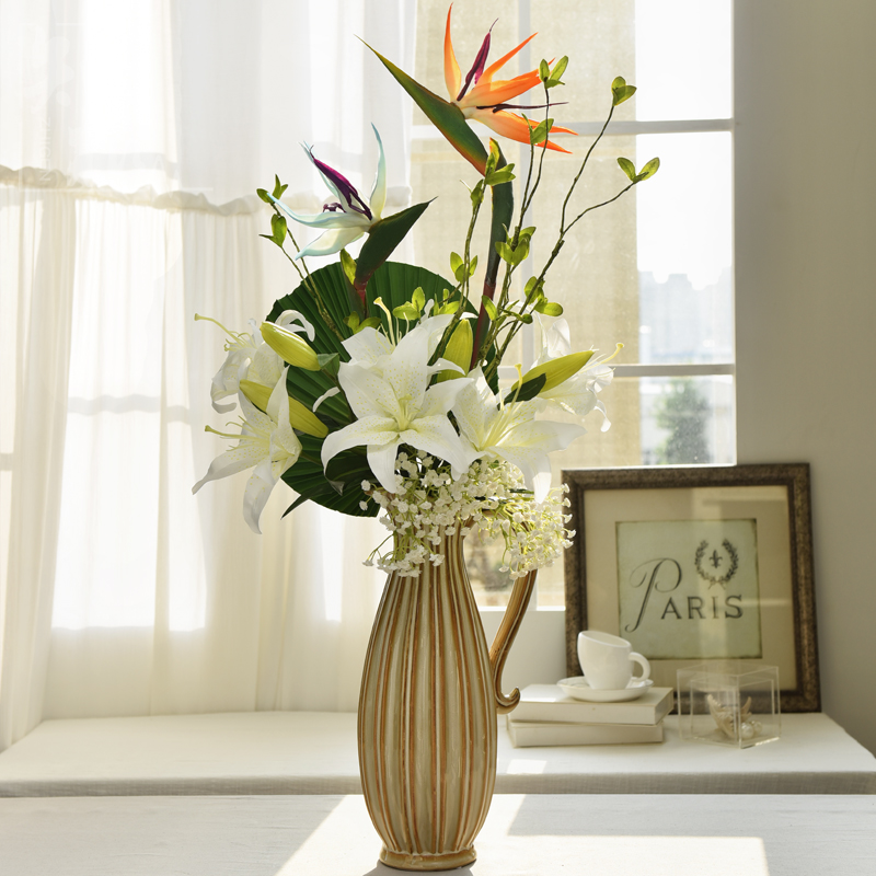 知根旗舰店的优惠券大全—创意家居仿真花套装百合花绢花装饰花 餐桌