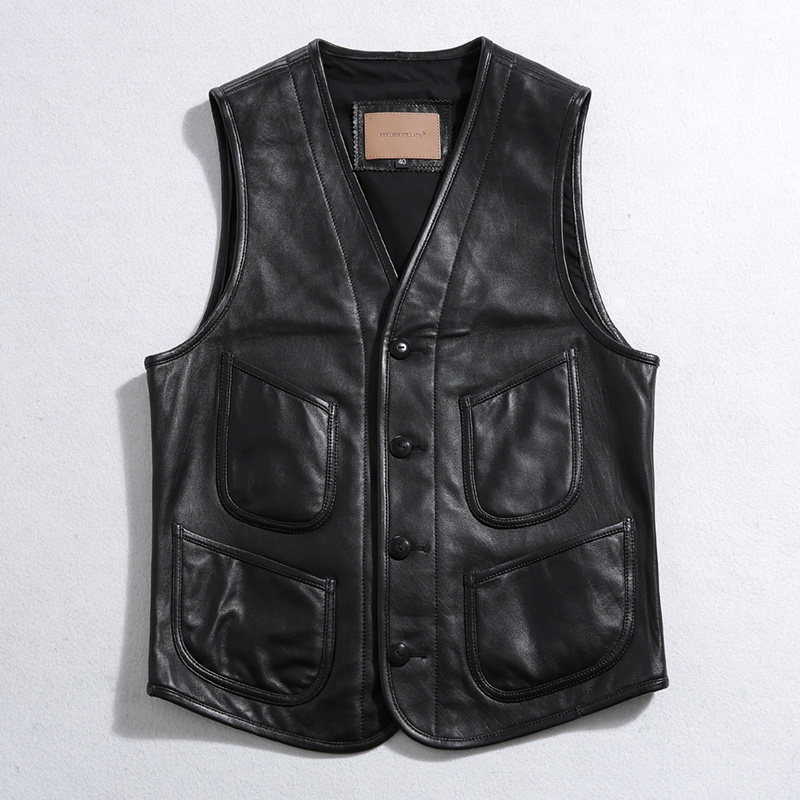 真皮背心男绵羊皮