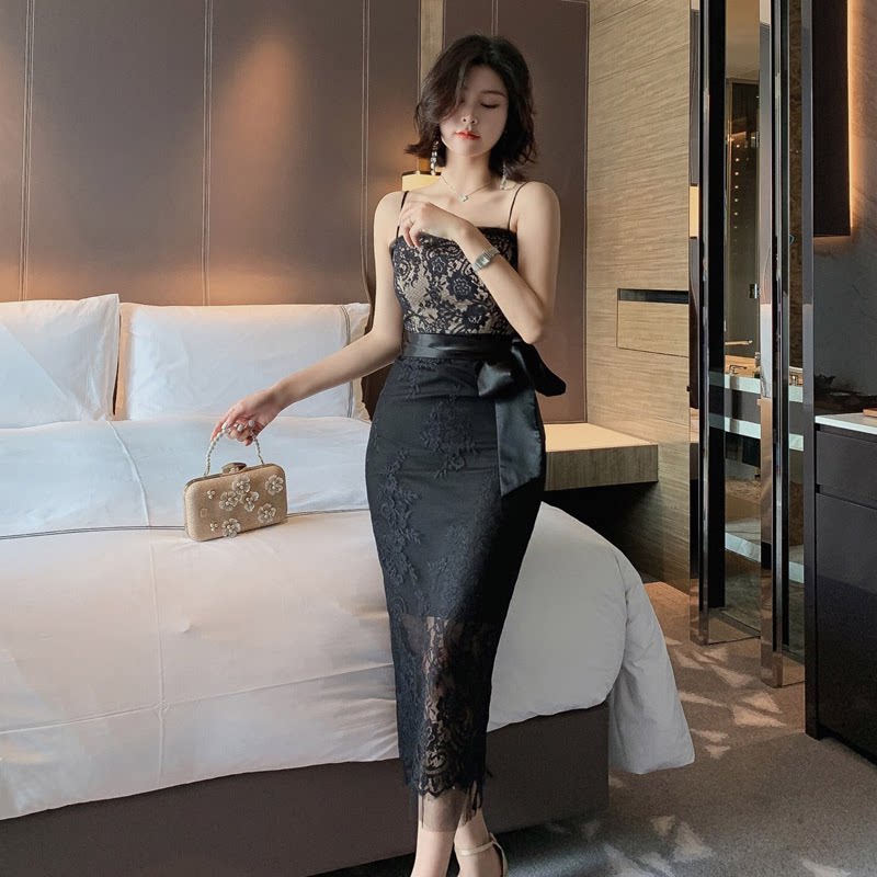 裹胸礼服裙 名媛_新款抹胸礼服裙子平时可穿名媛镂空蕾丝修身显瘦夏装