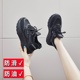 黑色工作鞋女夏网面透气薄款网鞋防滑鞋厨房上班小黑鞋运动老爹鞋