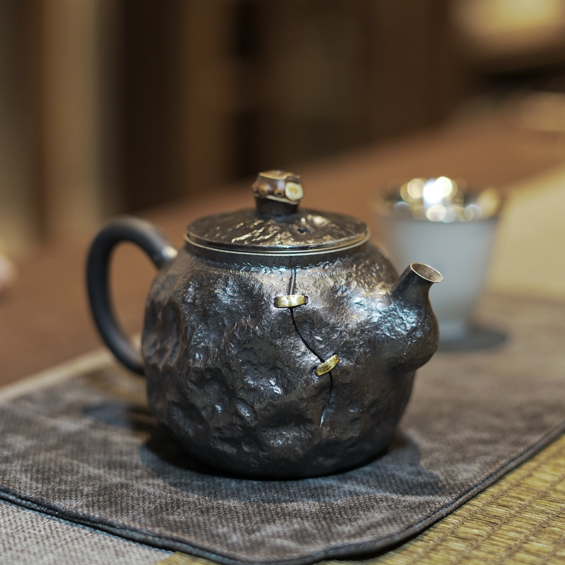 银壶纯银999泡茶壶做旧釉色茶壶纯
