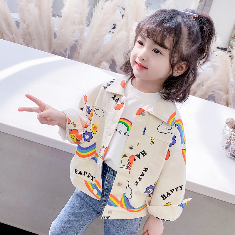 女童炸街牛仔外套春款2022秋季新款儿童春秋款上衣女宝宝秋装夹克