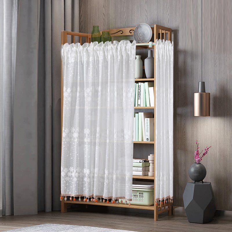 免钉简易书架帘书柜遮尘帘免打孔橱柜帘厨房置物架帘子