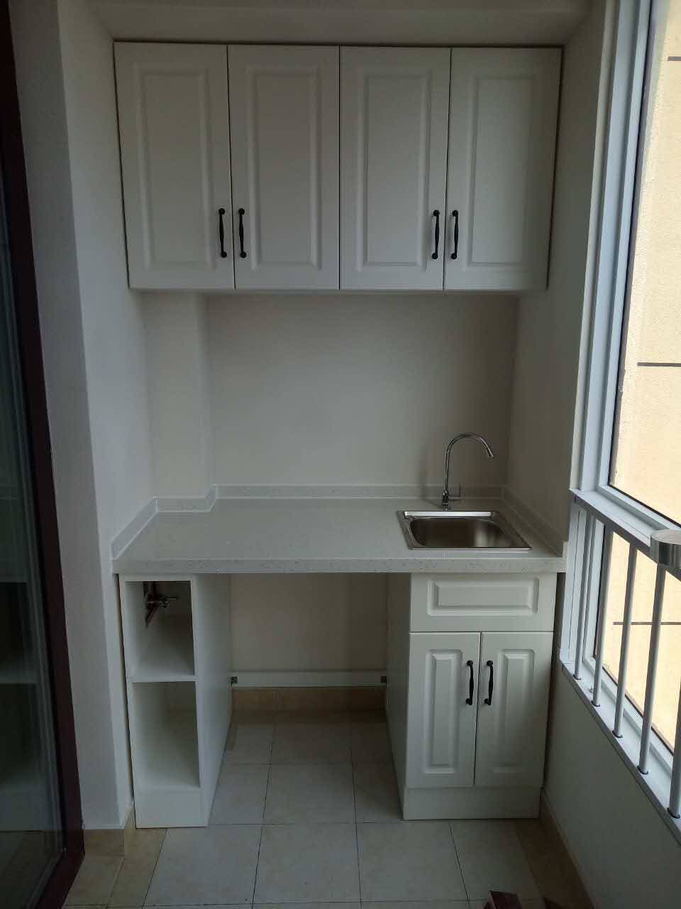 定制拐角切割阳台洗衣柜防晒超深洗衣池带搓板滚筒洗衣机伴侣