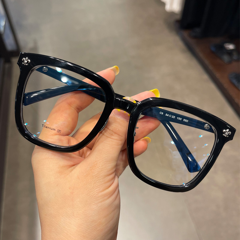 麦克心罗心眼镜框架新品超大框加大版黑框素颜板材男女近视平光镜
