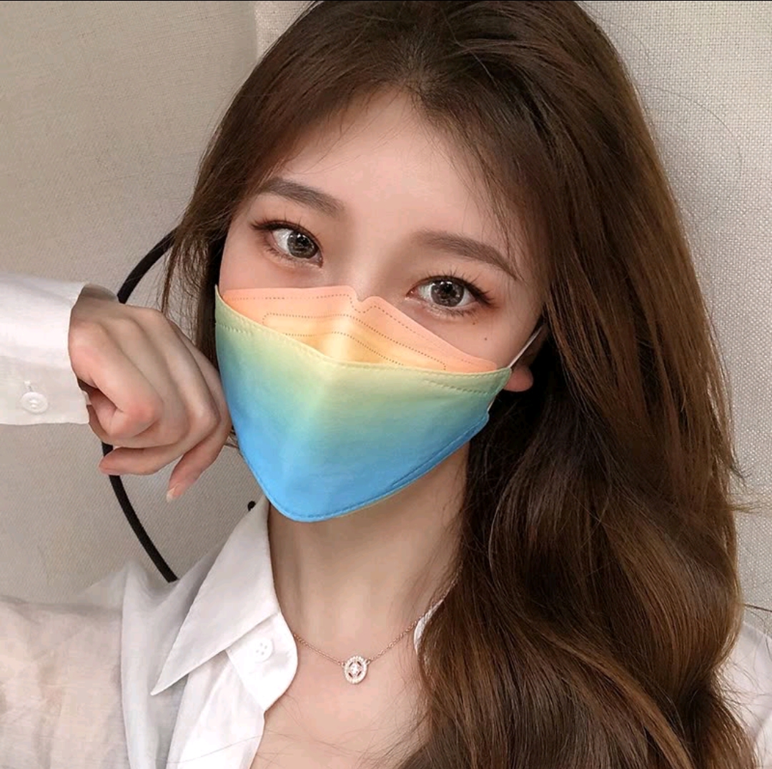 n95渐变色鱼型口罩一次性防护口罩3d立体男潮kf94显脸小女口鼻罩