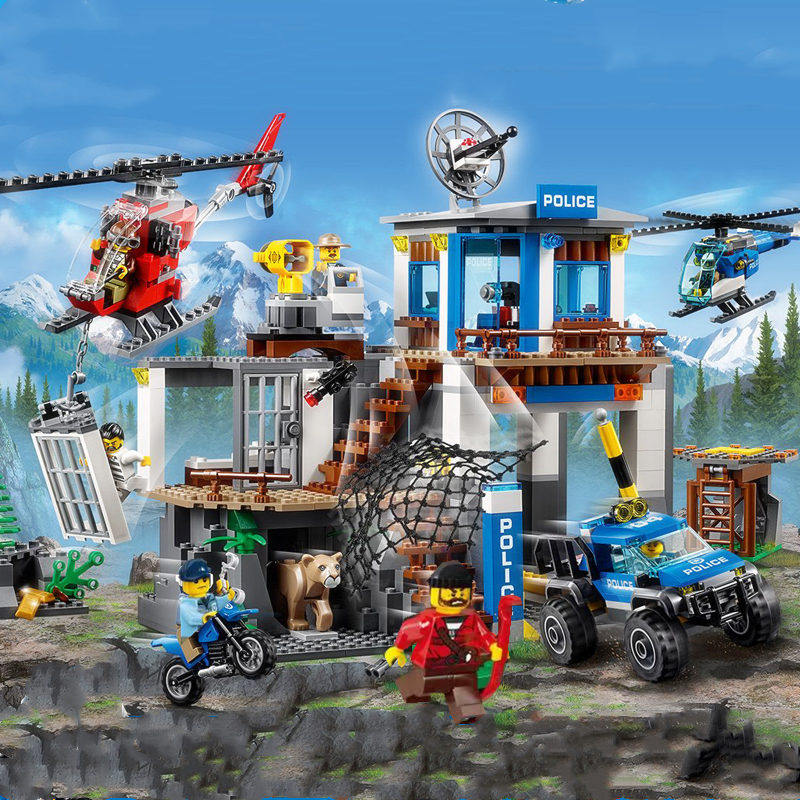 乐高城市警系局_乐高山地特警总部城市系列警察局男孩子拼装积木益智