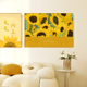 墙蛙现代简约客厅装饰画向日葵沙发背景大幅壁画民宿卧室组合挂画