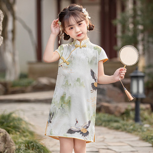 女童旗袍连衣裙夏装2024新款儿童汉服中国风女孩裙子夏季洋气薄款