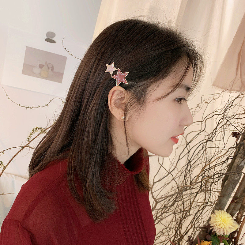 韩国网红ins发夹边夹少女星星发卡刘海夹顶夹发饰头饰一字夹子女