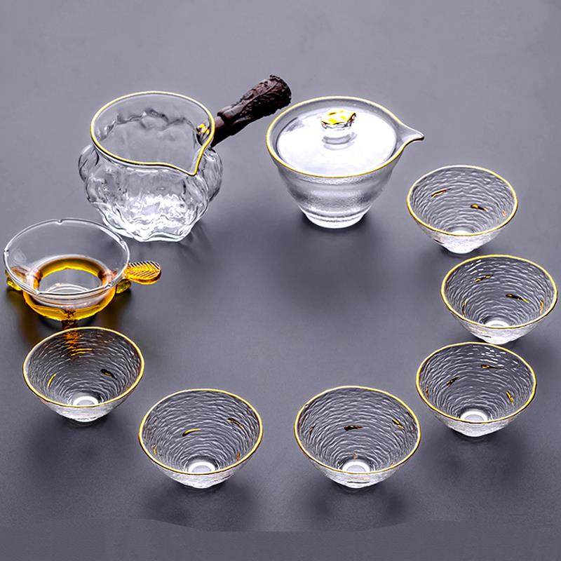 玻璃功夫茶具组合套装家用轻奢高档透明盖碗办公室高端泡茶壶茶杯
