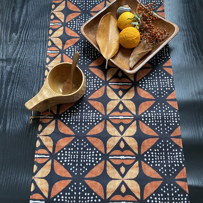 非洲民族风桌布桌旗几何图案实木家居复古加厚帆布质感颂迦设计