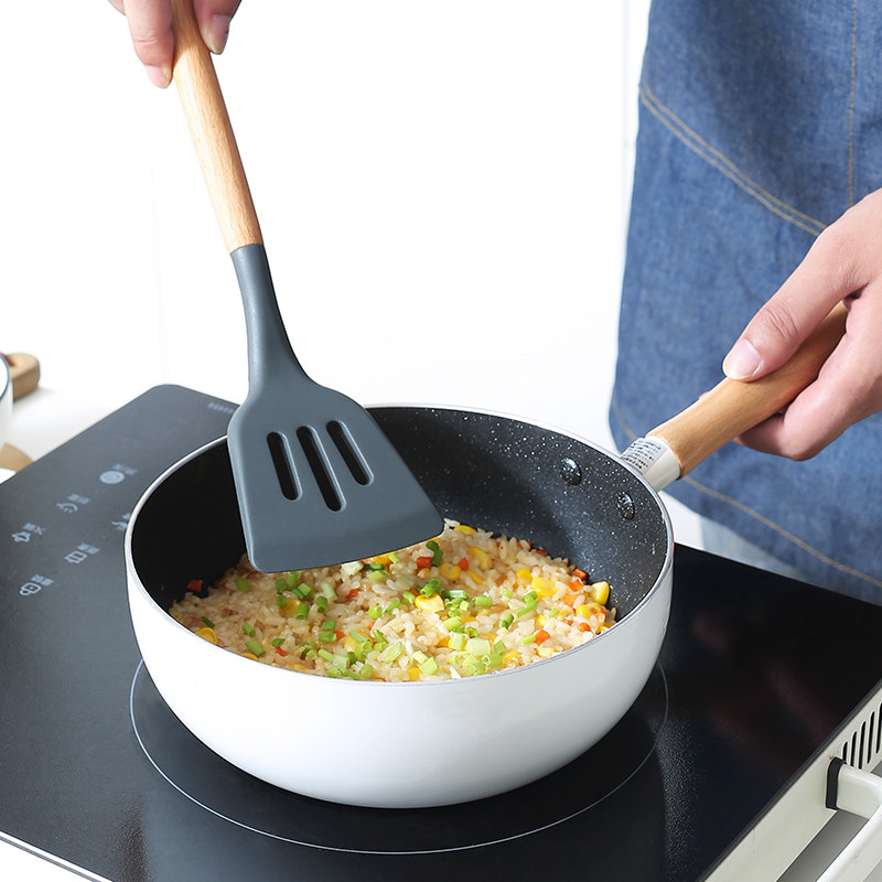 麦饭石不粘平底小炒锅迷你小型小号一人单人两人用炒菜电磁炉通用