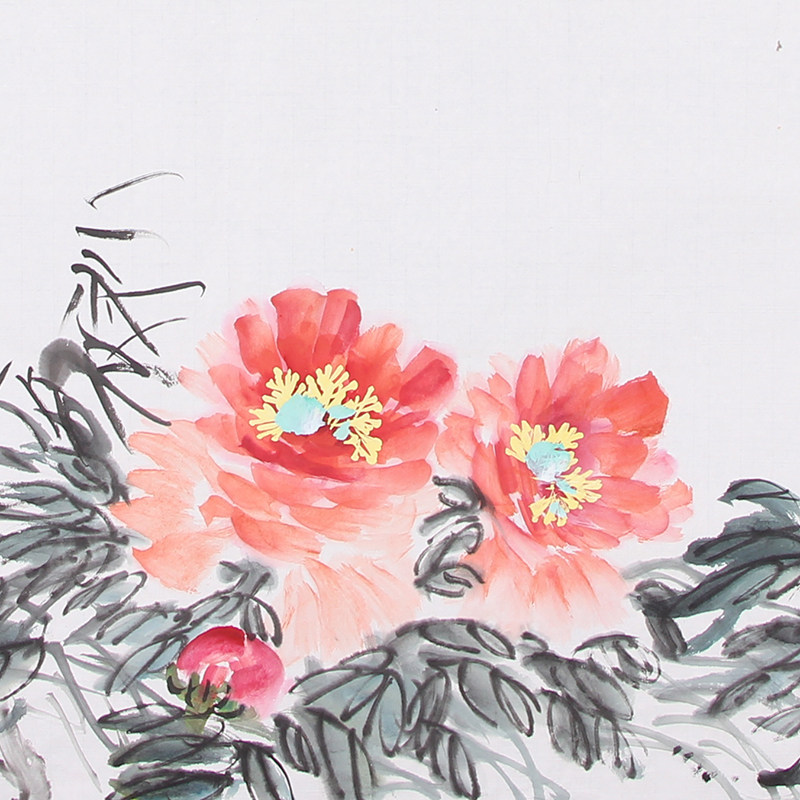 唐玉润《花开富贵竹报平安》中国牡丹画家大师