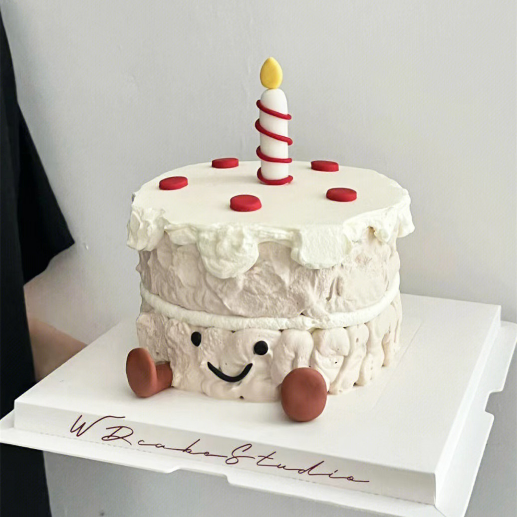 烘焙笑脸蛋糕装饰摆件小红书ins可爱jellycat生日蜡烛小脚插件