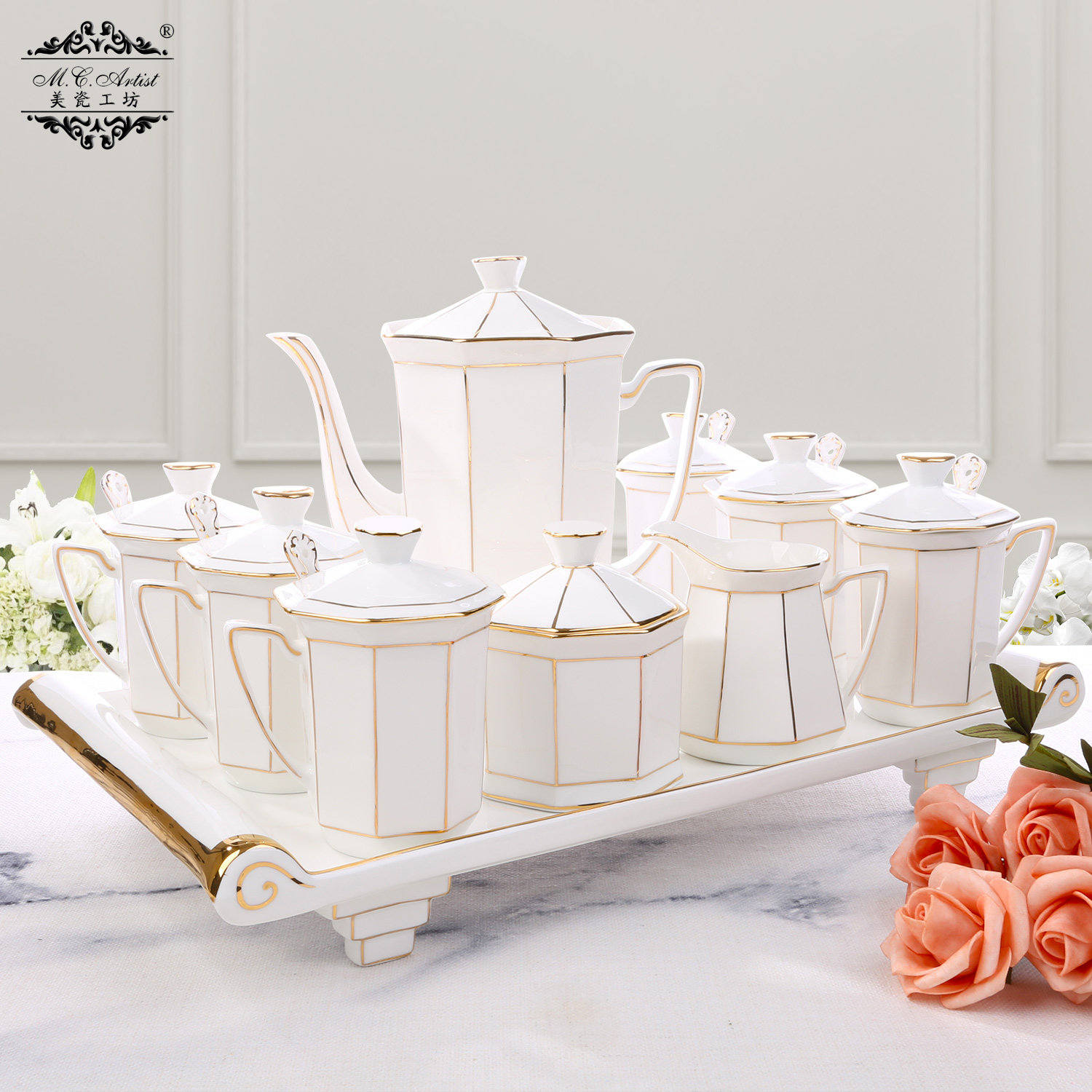 白金汉宫欧式陶瓷咖啡具套装大容量水具下午茶具金边轻奢咖啡杯具