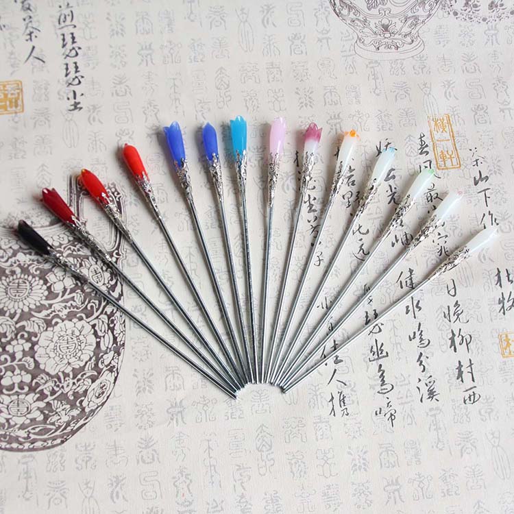 木兰簪琉璃木兰花发钗手工饰品簪子仙气古装发饰小清新玉兰发簪