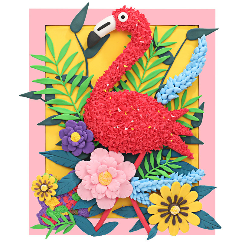 一折轻粘土相框_儿童创意diy超轻粘土相框画自制大人彩泥画幼儿园手工