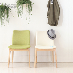 现代简约实木餐椅 北欧宜家水曲柳日式休闲时尚布艺咖啡椅家用