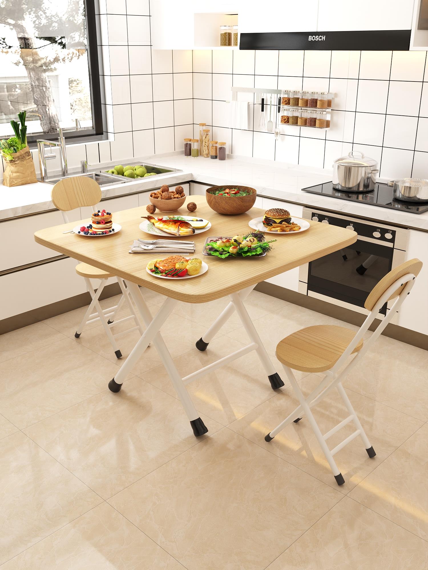 可折叠桌家用小户型摆摊简易吃饭桌子户外便携式餐桌简约方桌饭桌