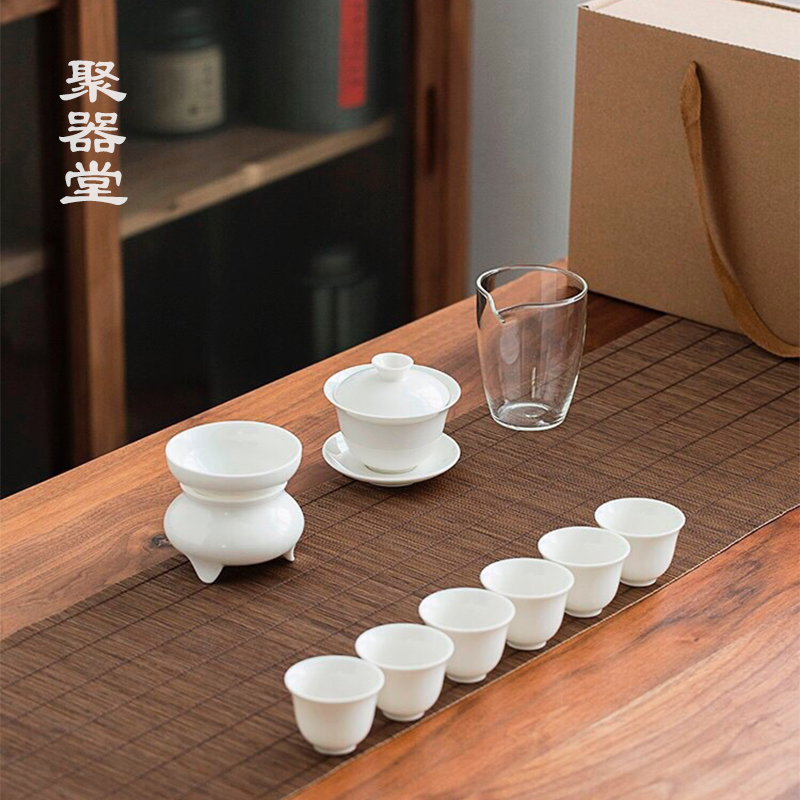 德化白瓷功夫茶具套装家用办公室泡茶器简约盖碗茶艺整套礼品定制在类目 餐饮具, 茶具, 功夫茶具中 - 来自Buy2taobao.com提供专业的淘宝代购服务