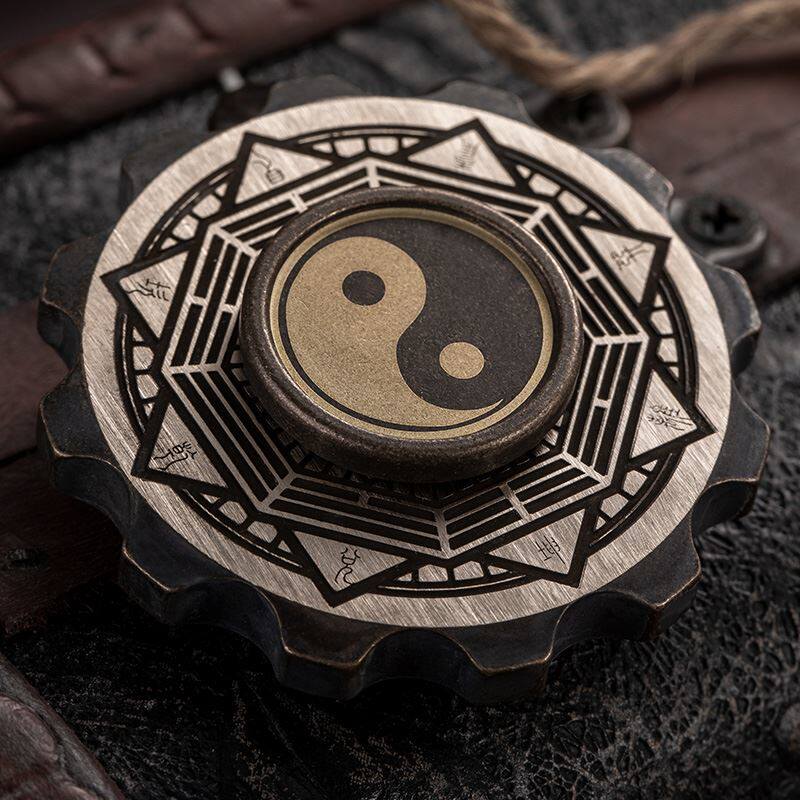 维京海盗指尖陀螺纯铜拼装旋转手指玩具成人edc减压陀螺八卦玩具