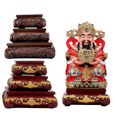 四方叠座底坐供座加高底托仿木纹土地关公财神像专用四方加高底座