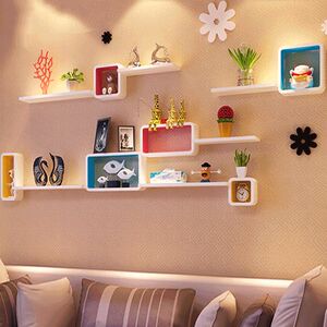 墙上置物架客厅电视背景墙柜装饰一字隔板卧室墙壁挂墙面创意格子