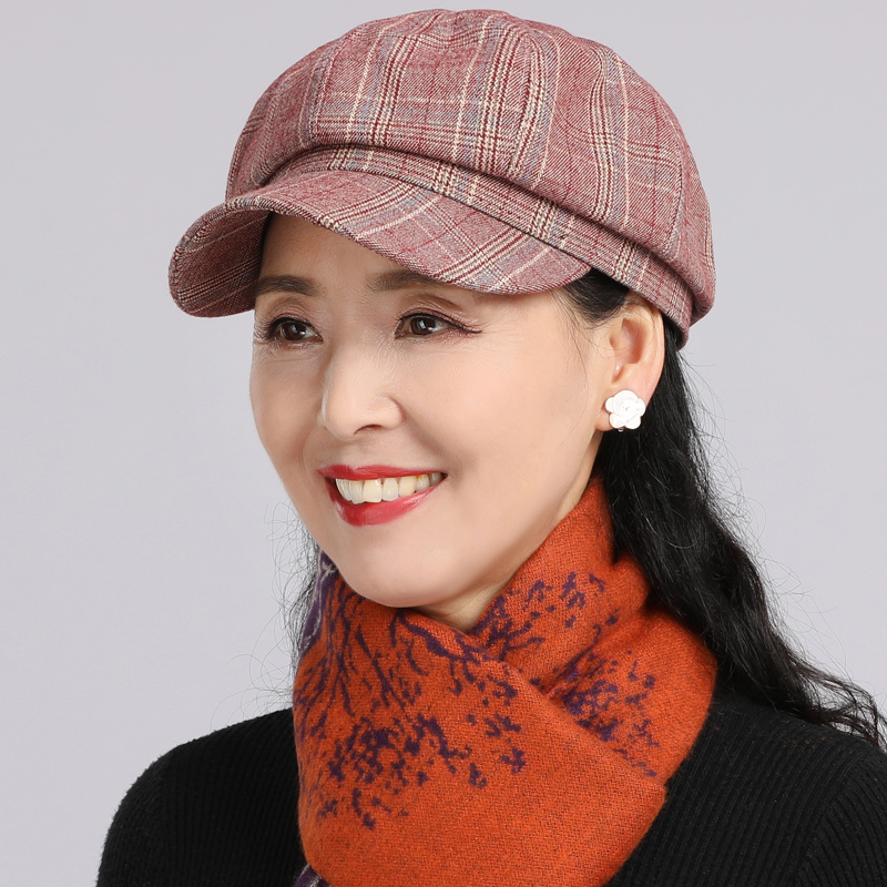 妈妈八角帽春秋女士百搭秋款女帽中年秋天时尚女式女中老年人帽子