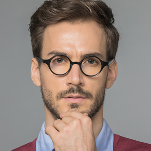 bolon暴龙圆形光学镜男女款全框钛架复古个性近视眼镜框架bj1306