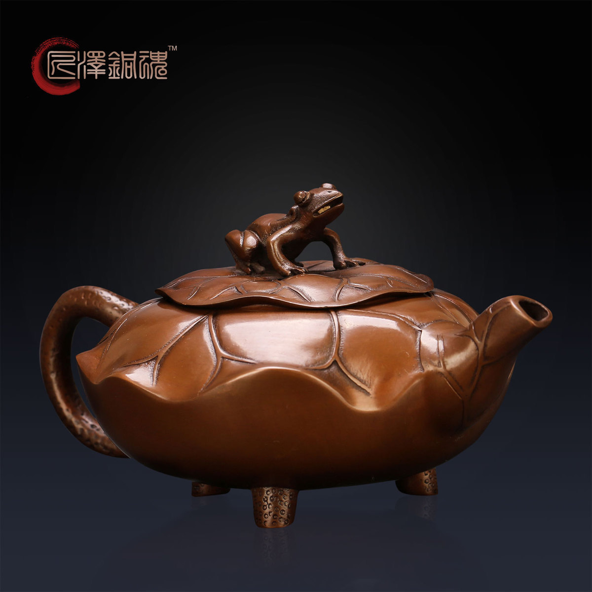 匠泽铜魂 紫铜茶壶铜工艺品摆件 现代家居饰品商务礼品书房摆件