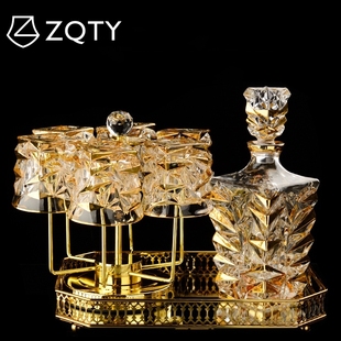 ZQTY奢华欧式复古酒杯描金水晶玻璃高档酒樽杯架洋酒杯威士忌套装