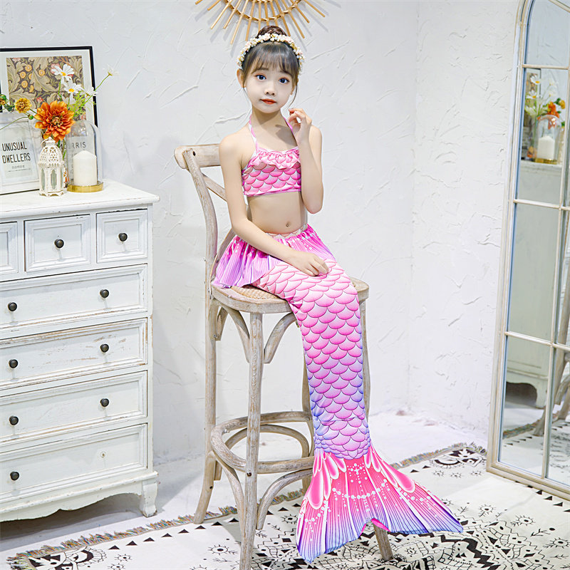 美人鱼服装鱼尾公主裙速干游泳衣女童女孩鱼尾巴儿童泳衣套装宝宝