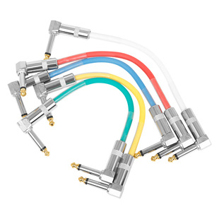 6.35mm效果器连接线PVC金属头电吉他连接线15cm两弯头降噪音频线