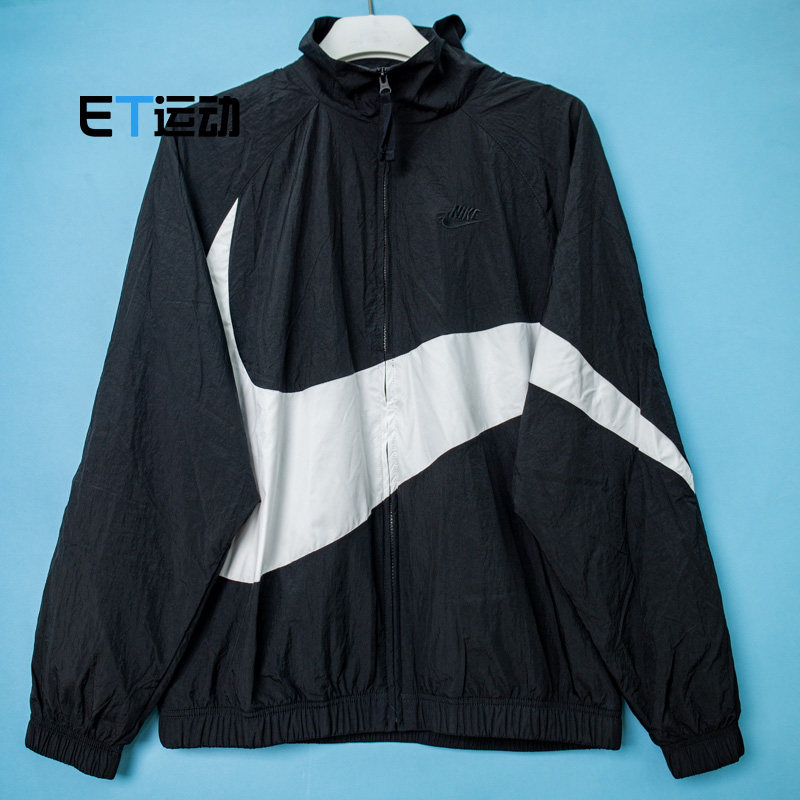 nike耐克男款经典大logo立领梭织拼接运动休闲拉链外套dv1363-010