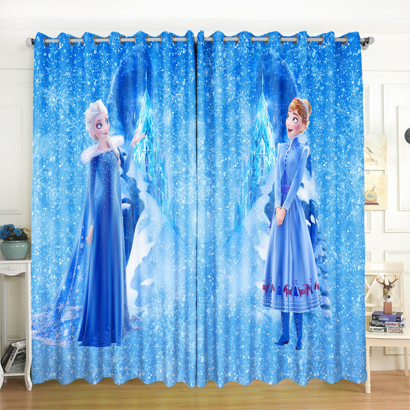 定制新款冰雪奇缘2二爱莎安娜儿童公主房主题酒店窗帘