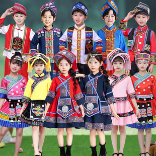 广西三月三民族服装壮族儿童56个土家族苗女童瑶族服饰男童名族款