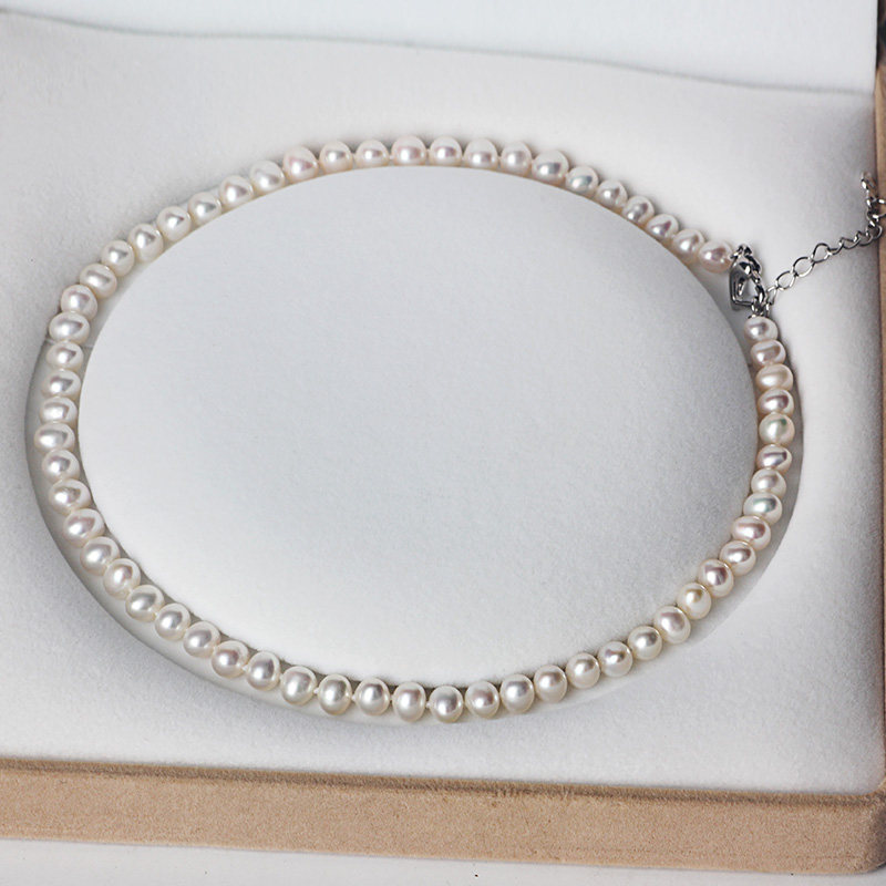 银生珍珠6-7mm淡水珍珠串珠项链合金爱心延长扣xla162