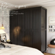 黑色实木衣柜北欧现代简约四门对开门衣橱复古收纳卧室家用经济型