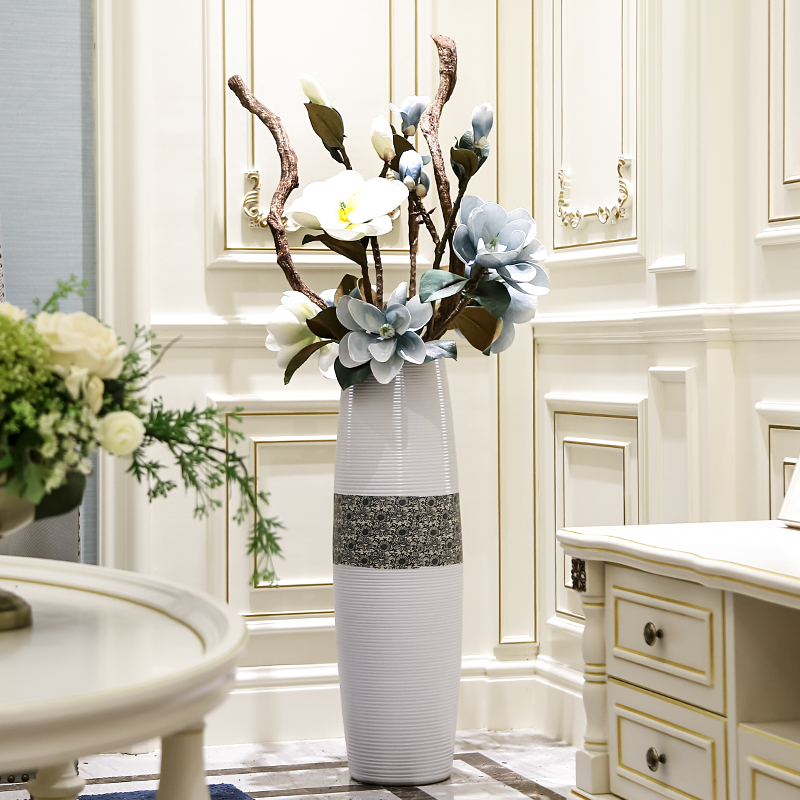 景德镇简约现代陶瓷落地大号高花瓶干花摆件客厅插花装饰品花器