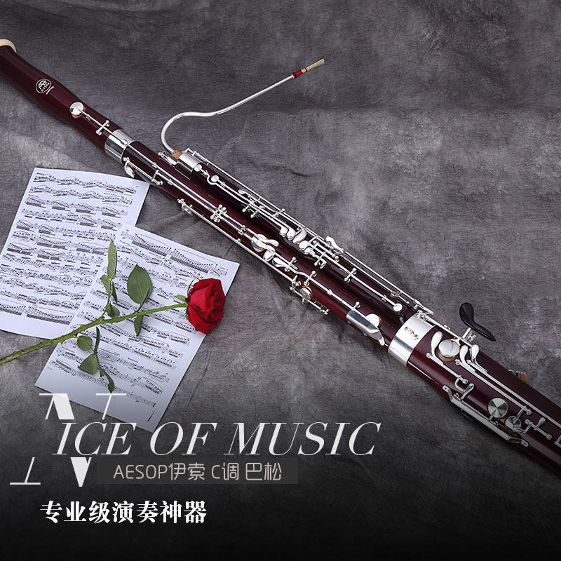 伊索木管乐器巴松大管c调枫木管体白铜按键镀银成人专业演奏级_不打折
