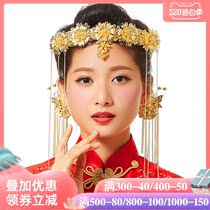 New bridal costume, bridal headdress, Chinese wedding hair set, Xiuhe suit, Phoenix crown, cheongsam and accessories